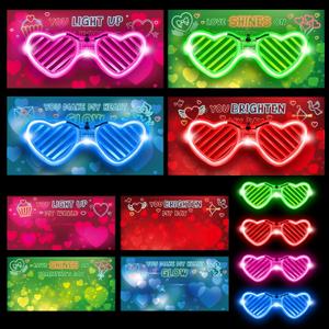 SpringFlower Valentines Day Cards, Valentines Greeting Card with Light Up Glasses,Classroom Valentines Exchange Gifts Valentines Party Favors School Classroom Valentine's Prizes, 24 Pcs Valentines Greeting Cards And 24 Pcs Light Up Glasses Toys