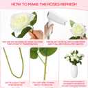 Jexine 50 Pcs Artificial Rose Flower Bulk Realistic Silk Fake Roses with Long Stem Plastic Artificial Flower Bouquet Real Looking for Home Wedding Centerpieces Party Decoration(White)