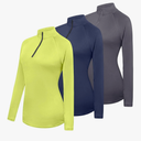Real Essentials 3 Pack: Womens Dry-Fit Long Sleeve Quarter Zip & Full Zip Up Hoodie Workout Jacket L