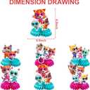 6Pcs Super Kitties Party supplies set Honeycomb Centerpieces Double Sided Table Topper for Super Kitties birthday party decoration (Red2)