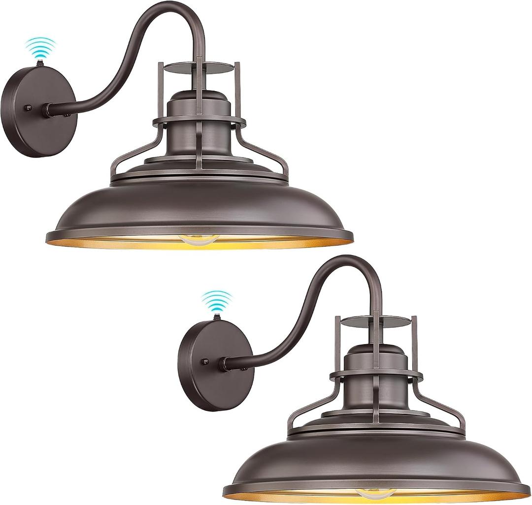 FEMILA 18" Outdoor Barn Light, Dusk to Dawn Wall Light, 2-Pack Outdoor Wall Lights for House, Garden, Courtyard, 4FY15-1WL-PC-2 ORB