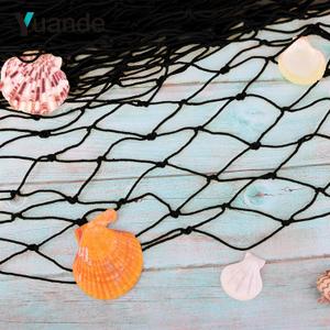 Decorative Fishing Net, YuanDe 2 Pack Large Black Picture Fish Net, Wall Photo Hanging Fishnet for Nautical Mermaid Pirate Ocean Themed Hawaii Beach Under The Sea Party Decorations