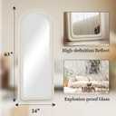 Koonmi 63"x24" Arched Mirror Full Length, Full Body Freely Standing Mirror, Flannel Floor Mirror with Stand for Bedroom, Living Room, Hanging or Against The Wall, White