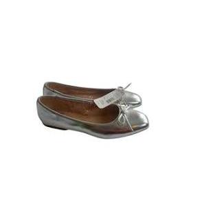 SM New York Womens Zion Ballet Bow Flats Silver Faux Leather 9M