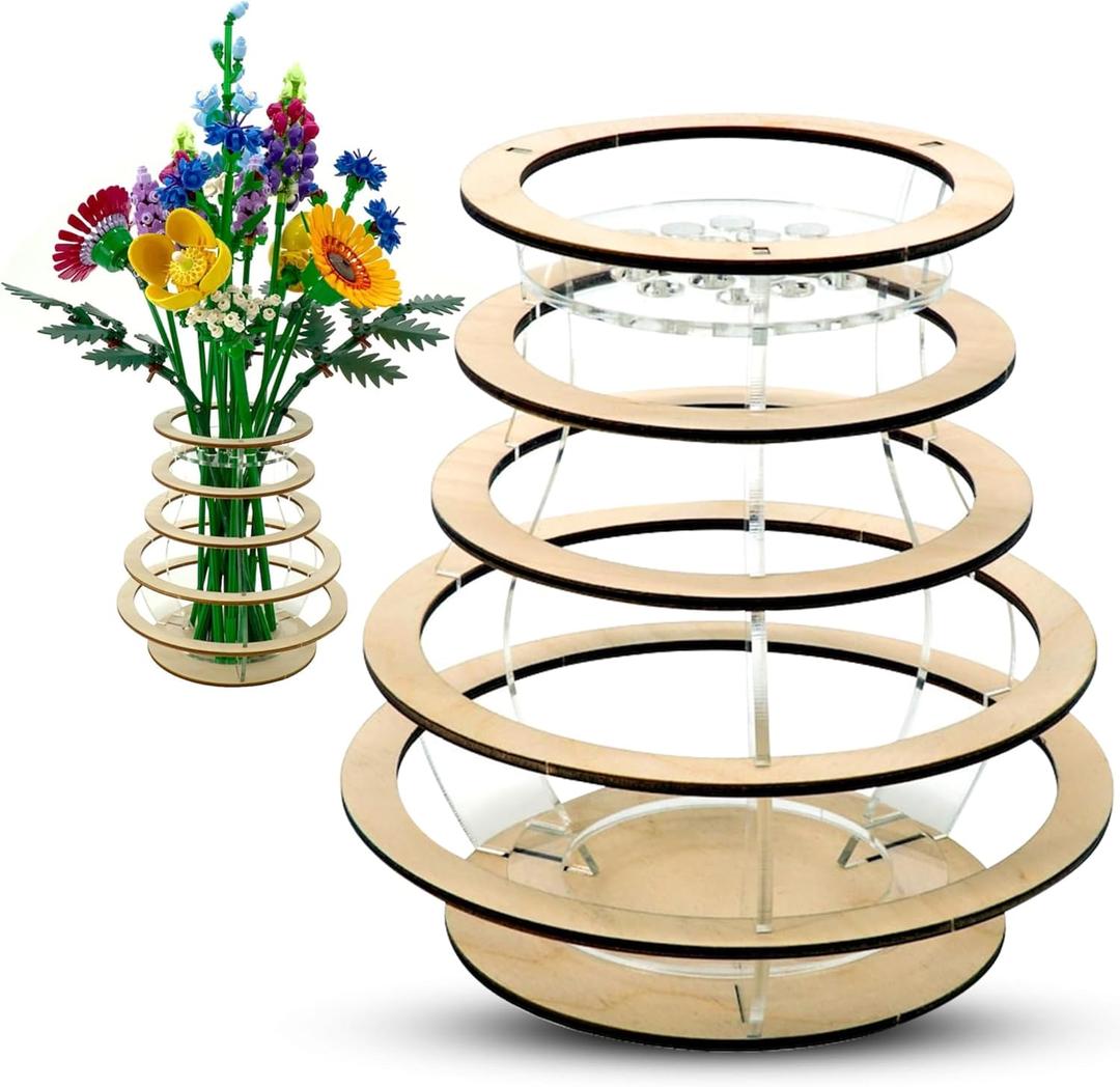 Vase for Lego Flowers Bouquet Set  Cool Premium Wooden Lego Vase for Lego Flower Lovers