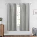 KOUFALL Light Grey Back Tab Linen Blackout Curtains 72 Inch Length for Living Room 2 Panels Set 52X72