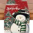 OTOSTAR Snowman Snowflake Christmas Table Runner, Xmas Seasonal Winter Holiday Kitchen Dining Table Decoration for Home Party Decor 13x60 Inch (Red)