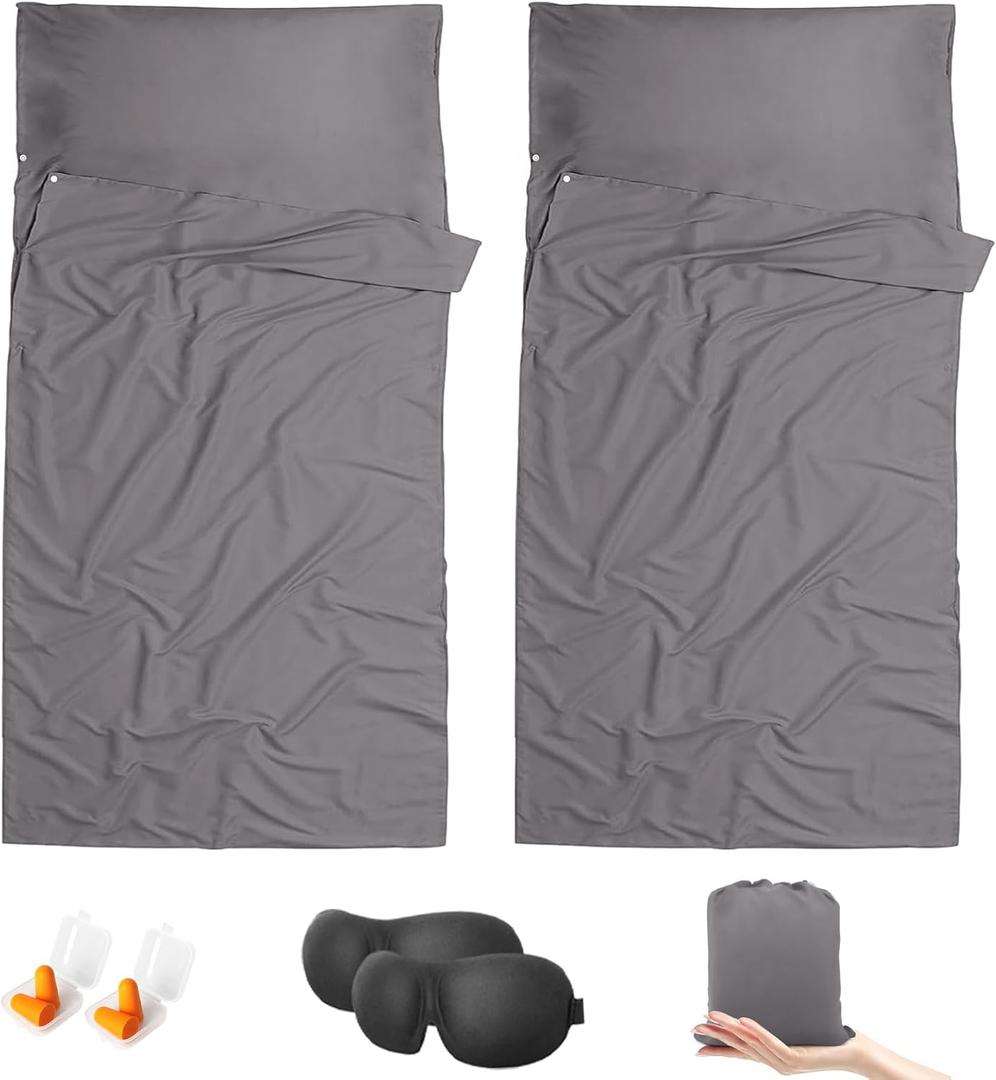 Sleeping Bag Liner,Travel Sheet & Adult Sleep Sack, Camping Sheets Travel Sleep Sack for Backpacking,Hotels & Hostels -Lightweight Single &Double Travel Sheet Camping Sheets