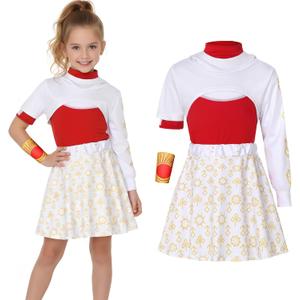Girls Zombies Character Costume Set Kids Nova Zombies Outfits for Halloween Costumes (7-8Years, Yellow)