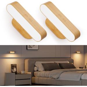 Hensam Battery Operated Wall Sconces, Wireless LED Wall Sconce Set of Two for Bedroom, Rechargeable Wall Lights for Picture, 5 Modes Dimmable Wall Lamps for Living Room, 2 Pack (Amber)