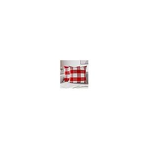 Farmhouse Throw Pillow Covers Set of 2 (20x20 in) Buffalo Red Checks | Decorative Cushion Covers No Inserts | Plaid and Stripes Pillow Covers for Living Room, Couch
