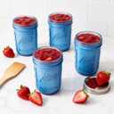 WELLIFE 6-Pack Mason Jars 16 oz with Lids Blue Wide Mouth Glass Mason Jars, Airtight Leak-Proof Canning Jars for Food Storage, Fermenting, Pickling, Freezing, and Crafts