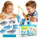 MINGKIDS Shark Fishing Game for Kids - Preschool Math Games for 3 Year Olds, Toddler Fine Motor Learning Toys, Fun Family Board Games for Boys and Girls Ages 3-5