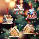 5 Pieces Gingerbread House Ornaments Christmas Tree Hanging Ornament Gingerbread Hanging Ornaments Decorations for Xmas Holiday Set A