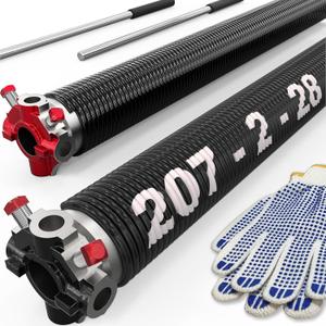 Garage Door Coated Torsion Springs 2'' (Pair) with Non-Slip Winding Bars (0.207X2''X28'')