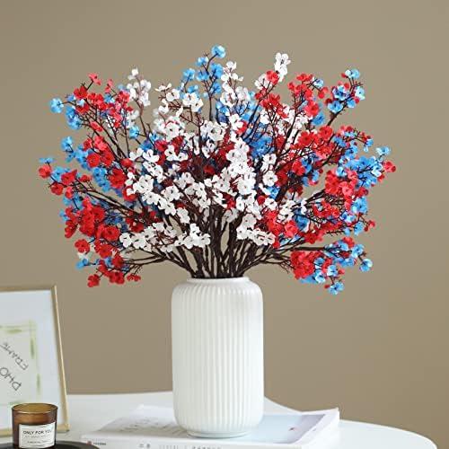 Hananona 10 Pcs 4th of July Flowers Artificial Babys Breath Fake Silk Patriotic Flowers for Independence Day Home Decor Floral Arrangement Table Centerpieces (10, Mix) Hananona 10 Pcs 4th of July Flowers Artificial Babys Breath Fake Silk Patriotic Flowers for Independence Day Home Decor Floral Arrangement Table Centerpieces (10, Mix)