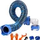SheeChung 3FT Short RV Sewer Hose, RV Portable Waste Tank Sewer Hose, Heavy-Duty Tote Tank Hose with Swivel Fittings, 90-Degree Clear Elbow, 2 Storage Caps, 1 RV Waste Value Wrench