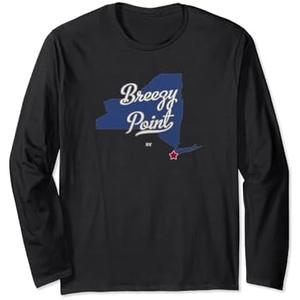 Breezy Point New York Queens NY Map Long Sleeve T-Shirt, L