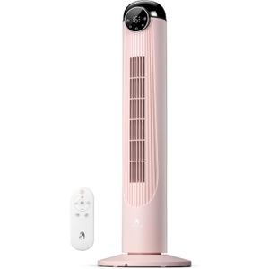 Antarctic Star T36 Tower Fan-36 Inch, Bladeless Oscillating Fan with Remote, 6 Speeds & 4 Modes, LED Display, 9H Timer, Quiet Floor Standing Fan for Bedroom Living Room Office, Pink