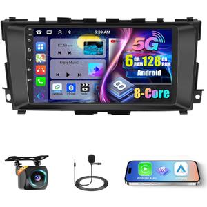 [8 Cores 6+128G] Radio for Nissan Altima 2013-2018, 9 Inch IPS Touch Screen for Altima Car Stereo with Wireless Carplay Android Auto, Bluetooth 5.0, 32 EQ, GPS, 5G WiFi, 1280 * 720