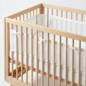 100% Organic Cotton Mesh Crib Liner Breathable 2-Piece Set for Full-Size Cribs (52 x 28) GOTS Certified, Soft & Hypoallergenic White
