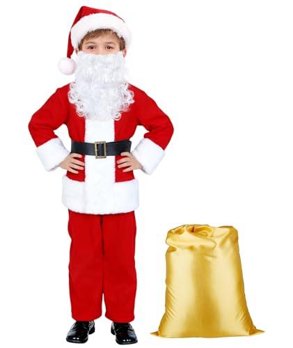 PrettyQueen Boys Santa Claus Costume, Children's Santa Costume, Kids Xmas Santa Suit Christmas Outfit for Halloween Cosplay
