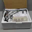 Seaside village Arc Floor Lamps for Living Room, Modern Standing Lamp with Adjustable Hanging Drum Shade, Tall Pole Lamp with Foot Switch, Over Couch Arched Reading Light for Bedroom, Office (Black)