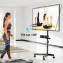 BONTEC Mobile TV Stand with Tilt, Rolling TV Stand on Wheels for 2365 Inch LED LCD TVs, Portable TV Cart with Adjustable Media Shelf for Living Room, Bedroom, Office, Holds 88 lbs, Max VESA 400x400mm