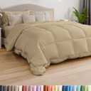 King Size, Beige Alternative Down Comforter - Warm and Lightweight - Luxury and Breathable Hotel Quality Bedding Set - All Season Fluffy and Cozy Oversized Cooling Microfiber Duvet Insert Comforter