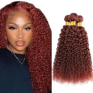 Reddish Brown Human Hair Bundles Dark Brown Kinky Curly Bundle 20 22 24 Inch Unprocessed Virgin Remy Hair Double Weft Dark Brown Curly Wave Human Hair 3 Bundles 100G/Pc