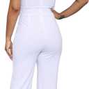Women's Strapless Tube Top Rompers Casual Off Shoulder Solid Color Belted Wide Leg Jumpsuit with Pockets (White) Large