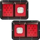 Partsam 2Pcs Double Led Trailer Tail Lights with Horizontal Mount Dual Stop Turn Tail Backup Reverse Lights 33 LED, Surface Mount RV Double Led Taillights, RV Double Led Tail Lights, Black Base (Red)