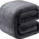 Fleece Blanket Queen Size for All Season 350GSM - Premium Lightweight Anti-Static Throw for Queen/Full Size Bed Extra Soft Brush Fabric Warm Sofa Thermal Blanket 90" x 90"(Dark Gray Queen)
