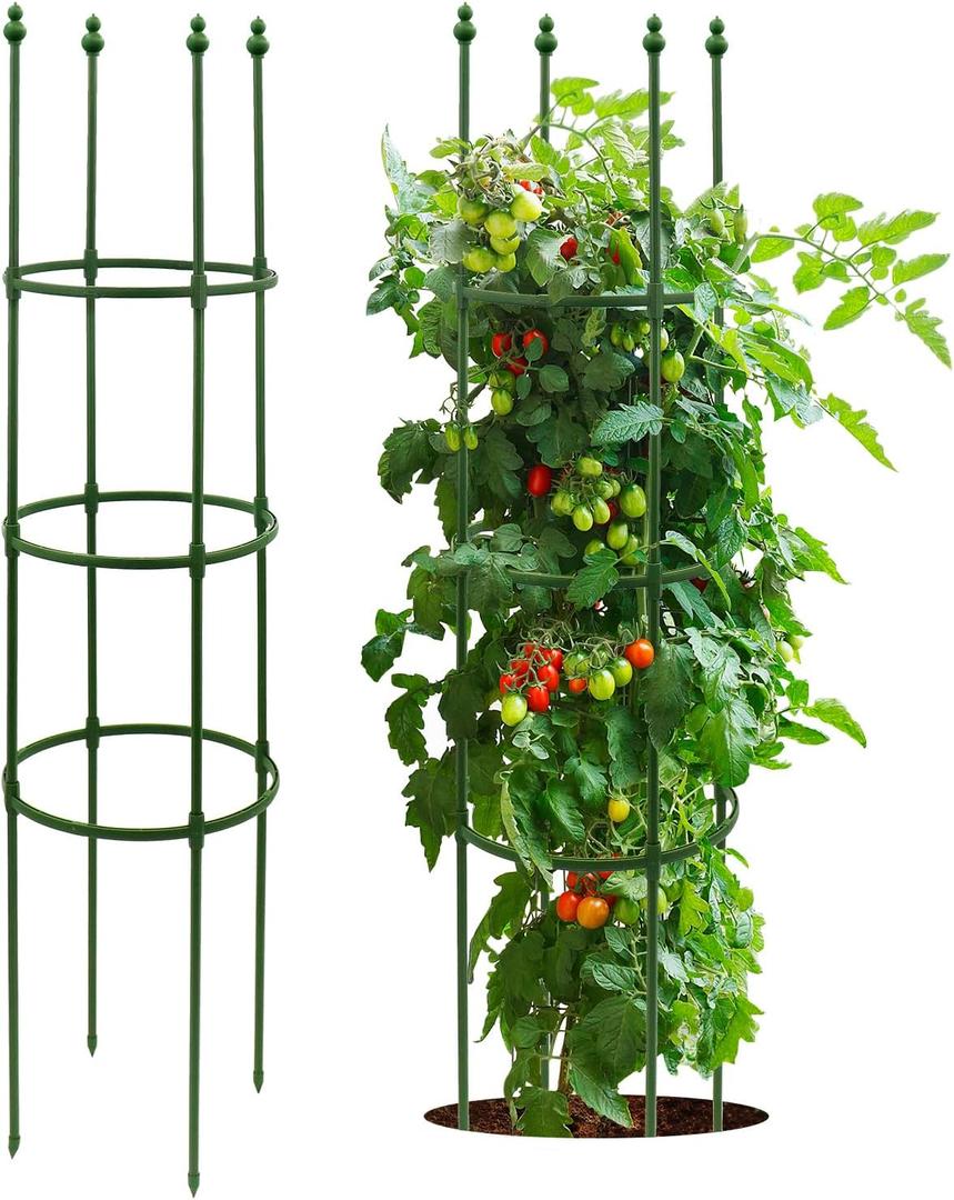 5ft 5-Pack Tomato Cages, Tomatoes Cage for Garden Upto 60 inch Plant Climbing Supports for Tomatoes, Eggplant, Beans, Tree, Twist Ties Include