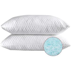NTCOCO Shredded Memory Foam Bed Pillows for Sleeping Queen Size Set of 2,with Washable Removable Hypoallergenic Sleep Pillow for Back and Side Sleeper (White)