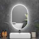 Oval LED Bathroom Mirror, 24"x 36" Frameless LED Mirror with Front Light and Backlit, Anti-Fog, Dimmable Modern Wall Mounted Lighted Mirror, Pill-Shaped Smart Mirror Bathroom