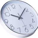 jomparis Modern 12" Battery Operated Non-Ticking Silent Sweep Movement Wall Clock Decorative for Office,Kitchen, Living Room, Bedroom, Bathroom Silver Plastic Frame