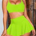 Pink Queen Women High Waisted Bikini Set Two Piece Swimsuit Swim Skirt Bathing Suit 2026 (Green, L)