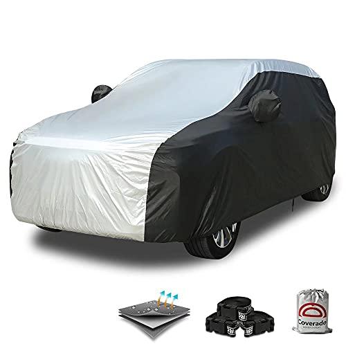 Coverado SUV Car Cover Waterproof All Weather, Outdoor Full Size Car Covers for Automobiles, Rain Sun UV Dust Protection Car Cover, Seam-Sealed Waterproof Car Covers Universal Fit for SUV (206"-215")