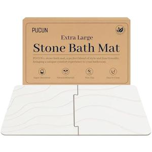 PUCUN 32 * 20 Stone Bath Mat Large Diatomaceous Earth Non-Slip Stone Shower Mat,Diatomite Bath Mat for Bathroom Floor -Super Absorbent,Natural, Easy to Clean(White) (used)