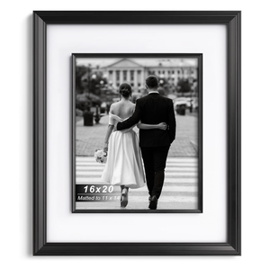 Yaetm 16x20 Black Picture Frame with Decorative Inner Frame & Tempered Glass, Display 11x14 Photos with Mat on Wall - Portrait or Landscape - Ideal for Office & Home Décor (Black, Single)