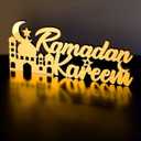Islamic Tabletop Decors Ramadan Mubarak Sign Ramadan Kareem Sign Eid Decoration Islamic Home Decor Ramadan Gifts Wooden Letter Ramadan Table Sign Eid Mubarak Tabletop (Gold,Ramadan Kareem)