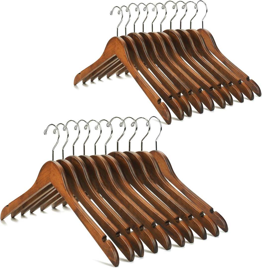 Nature Smile 20 Pack High Grade Lotus Wooden Hangers Wood Shirt Hangers,Dress Coat Jacket Clothes Hangers,with Extra Smooth Finish, 360 Degree Swivel Hook(Retro)