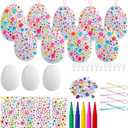 25 PCS Easter Crafts Tree Ornaments Painting Kits,Blank Paintable Eggs with Color Pens Paint Stickers for Easter Hanging Tree Ornaments Basket Stuffers Fillers