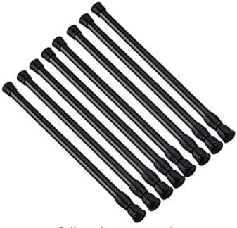 Tension Rods 28 to 48 Inches 8 Pack Spring Tension Rods,Adjustable Extension Spring Rods Closet Rod Cupboard Bars Thin Tension Curtain Rod for Windows,Kitchen, Bathroom,Cupboard,Wardrobe (BLACK)