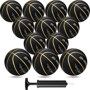 Jerify 12 Pieces Basketballs Bulk 29.5" Official Size 7 Rubber Basketballs Rubber Inflatable Basketball with Pump Indoor Outdoor Standard Basketball Bulk for Training and Play (Black) Jerify 12 Pieces Basketballs Bulk 29.5" Official Size 7 Rubber Basketballs Rubber Inflatable Basketball with Pump Indoor Outdoor Standard Basketball Bulk for Training and Play (Black)