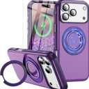 for iPhone 17 Pro Case [Compatible with Magsafe] [15 FT Military Grade Drop Protection] with Screen Protector & Lens Protector,Shockproof Kickstand Phone Case for iPhone 17 Pro (Purple)