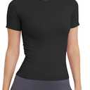MathCat Short Sleeve Workout Tops for Women, Seamless Workout Shirts for Women, Yoga Athletic Shirts Soft Gym Tops (Medium, Black)