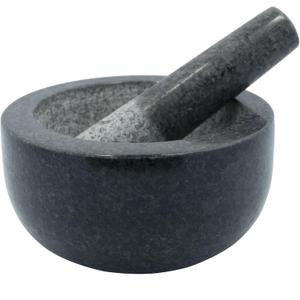Kota Japan Large Black Granite Mortar & Pestle Natural Stone Grinder for Spices, Seasonings, Pastes, Pestos and Guacamole