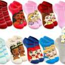 10 Pack Disney Princess Socks for Girls - Bundle with 10 Pairs of Princess Socks Kids & Stickers | Disney Apparel for Girls (Medium, Multicolor)